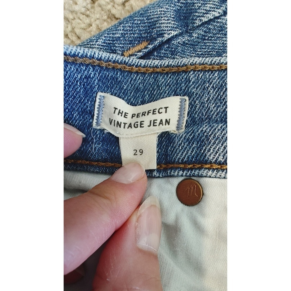 Madewell The Perfect Vintage Jean Size 29 Blue‎ High Rise Raw Hem Denim Pants - Picture 6 of 12